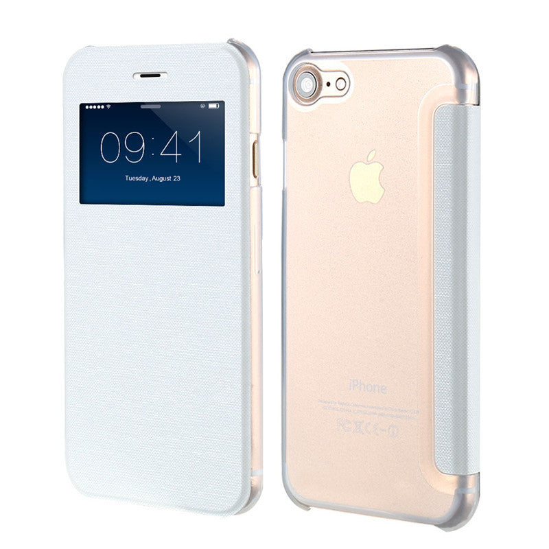 Leather Clear Window For Apple iPhone 7 7 Plus