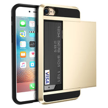 With Slide Storage Card Holder Armor Cover For iPhone 7/7 Plus