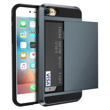 New Hybrid Case For iPhone 7/7 Plus With Slide Storage Card Holder