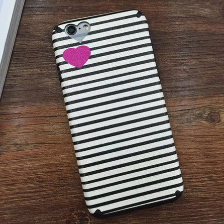 Striped Heart Silk print cover For iPhone 6 6S Plus