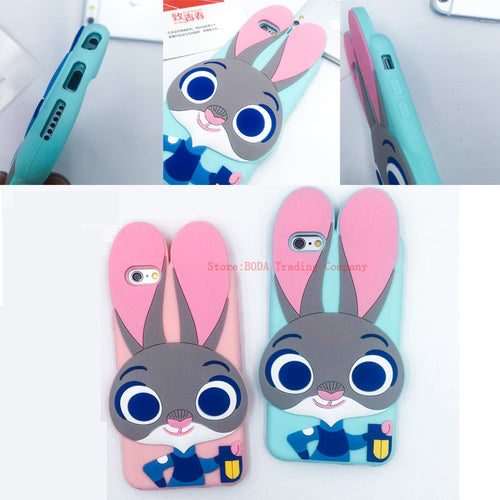 Rabbit Judy hopps silicone 3D Cartoon Case For iphone 7 6 6S Plus 5 5S SE 4 4S