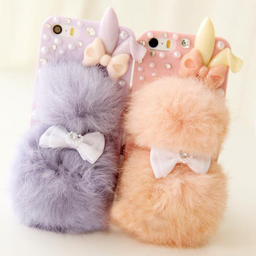 Winter warm Plush rabbit For iPhone 5 5s 6s 4 4s