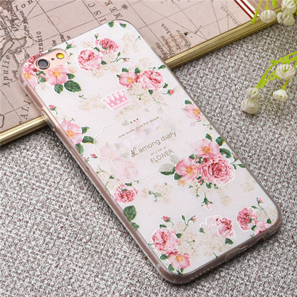 Luxury Painted 3D Relief Cute Flowers Pattern phone cases for iphone 6 6s 6 plus 6s plus Soft Slim phone back carry shell