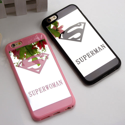 Superman and Superwoman Lover Cell Phone Mirror Case For iPhone 7/7 plus 6/6s 6Plus 5/5s SE