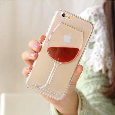 Hot Red Wine Glass Liquid Quicksand Transparent Phone Case for iPhone 4 4S 5 5S 5C 6 6S 7