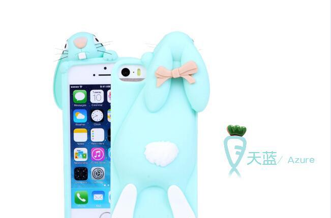 3D Rabbit Bunny Silicon Cover for iPhone 4/4S SE5/5s/5C 6/6s 6/6s Plus 7/7 Plus