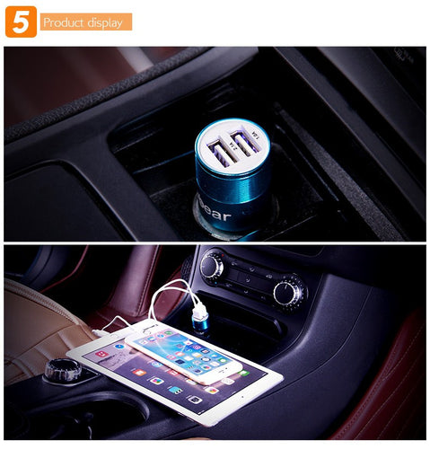 Universal DC 5V 2.1A Dual USB Ports Auto Phone Charger with LED Light Car Accessories Power for Iphone Samsung Digital Cameras