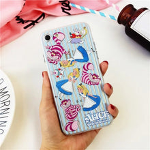 Cartoon Alice Phone Cases for iPhone 7 7 Plus 6S 6 Alice in Wonderland High Quality Embossed Reliefs Princess Cover Coque Fundas