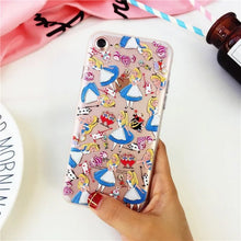 Cartoon Alice Phone Cases for iPhone 7 7 Plus 6S 6 Alice in Wonderland High Quality Embossed Reliefs Princess Cover Coque Fundas