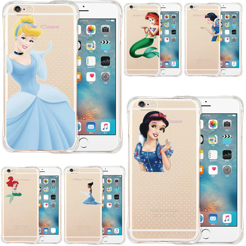 New Fashion Pattern Snow White Mermaid Princess Phone Case Cover Shockproof Case for iPhone 5 5s SE 6 6s 6plus 6s plus Phone Bag