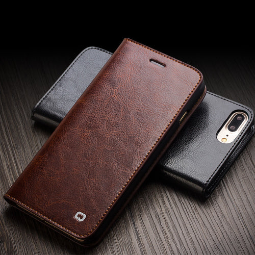 QIALINO Handmade Leather Wallet Case for iphone 7/7 plus