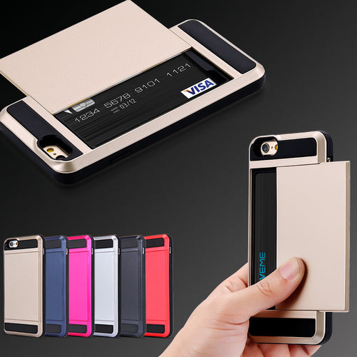 With Slide Storage Card Holder Armor Cover For iPhone 7/7 Plus
