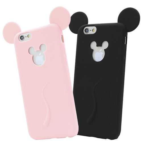 Mickey Mouse Ear Silicone Cartoon Phone Case Cover for iphone 6/6S
