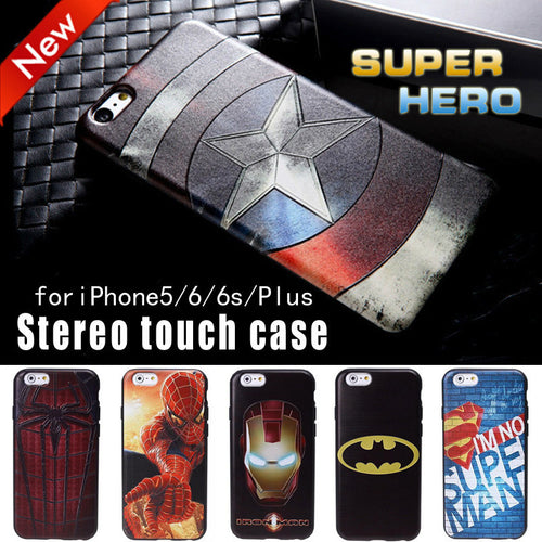 Marvel Super Hero 3D Emboss TPU Silicone Phone Cases For iPhone 5 5S 6 6S