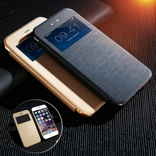 Leather Clear Window For Apple iPhone 7 7 Plus